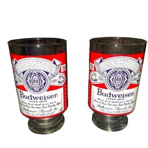 Vintage 32 Ounce Budweiser Beer Glasses  set of 2